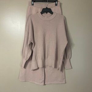 Women's Cozy Crew Neck Sweater Set in Taupe